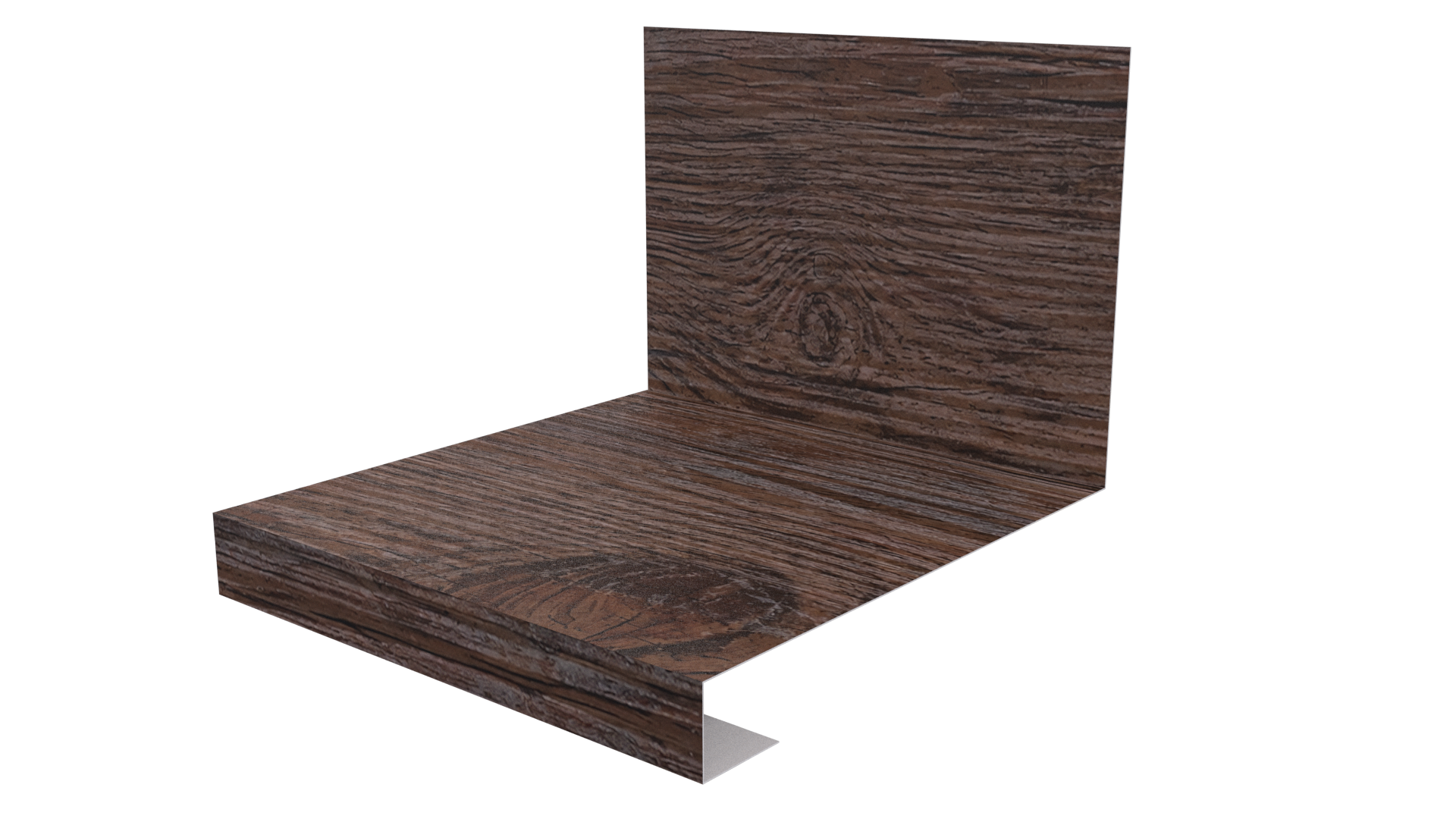 Планка примыкания нижняя к трубе фальц 140x200 мм, Морёный дуб 3D