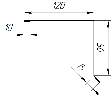 Планка торцевая 120x95x2000 мм, 6005 зеленый мох матовый