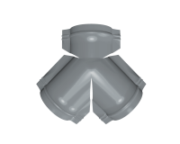 Тройник Y конька круглого 625x510 мм, 7040 серое окно глянцевый