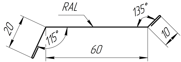 Планка примыкания в штробу 20x60x10 мм, Дуб Винтаж 3D