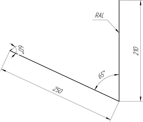 Планка примыкания верхняя к трубе фальц 250x210 мм, 5002 ультрамариново-синий глянцевый
