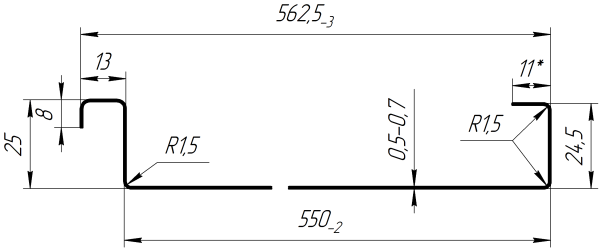 Фальцевая кровля 562/550x0,7 мм, 3005 винно-красный глянцевый