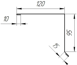 Планка торцевая 120x95x2000 мм, 8019 серо-коричневый глянцевый