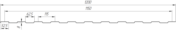 Профнастил С8 1200/1150x0,3 мм, 9006 бело-алюминиевый глянцевый
