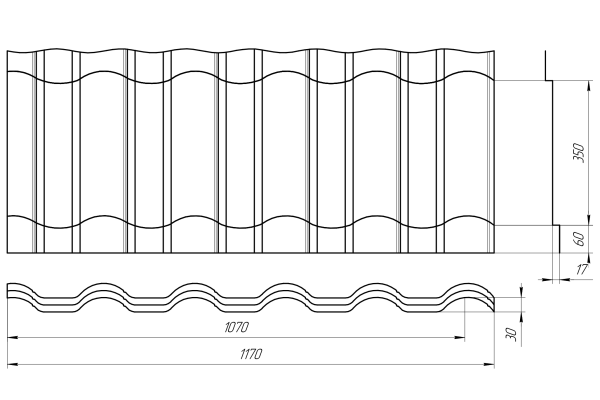 Профиль Лира 1170/1070x0,45 мм, 5015 небесно-синий глянцевый