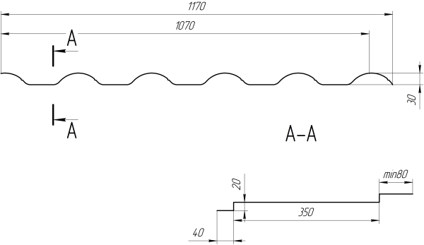 Профиль Лира 1170/1070х0,45 мм, Дуб Локарно 3D