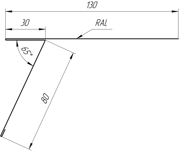 Планка карнизная фальц 130x80 мм, 1014 слоновая кость глянцевый