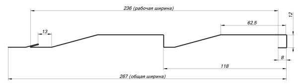 Металлосайдинг Корабельная доска 267/236x0,5 мм, 3005 винно-красный матовый