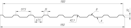 Профнастил С20A 1150/1100x0,45 мм, Текила