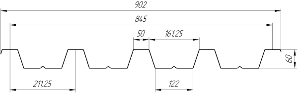 Профнастил Н60 902/845x0,4 мм, 5015 небесно-синий глянцевый